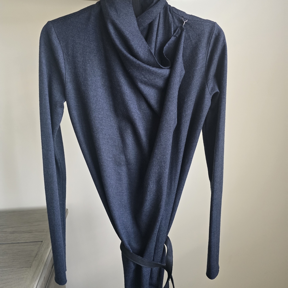 Helmut Lang Dark Blue Cowl Neck Sweater